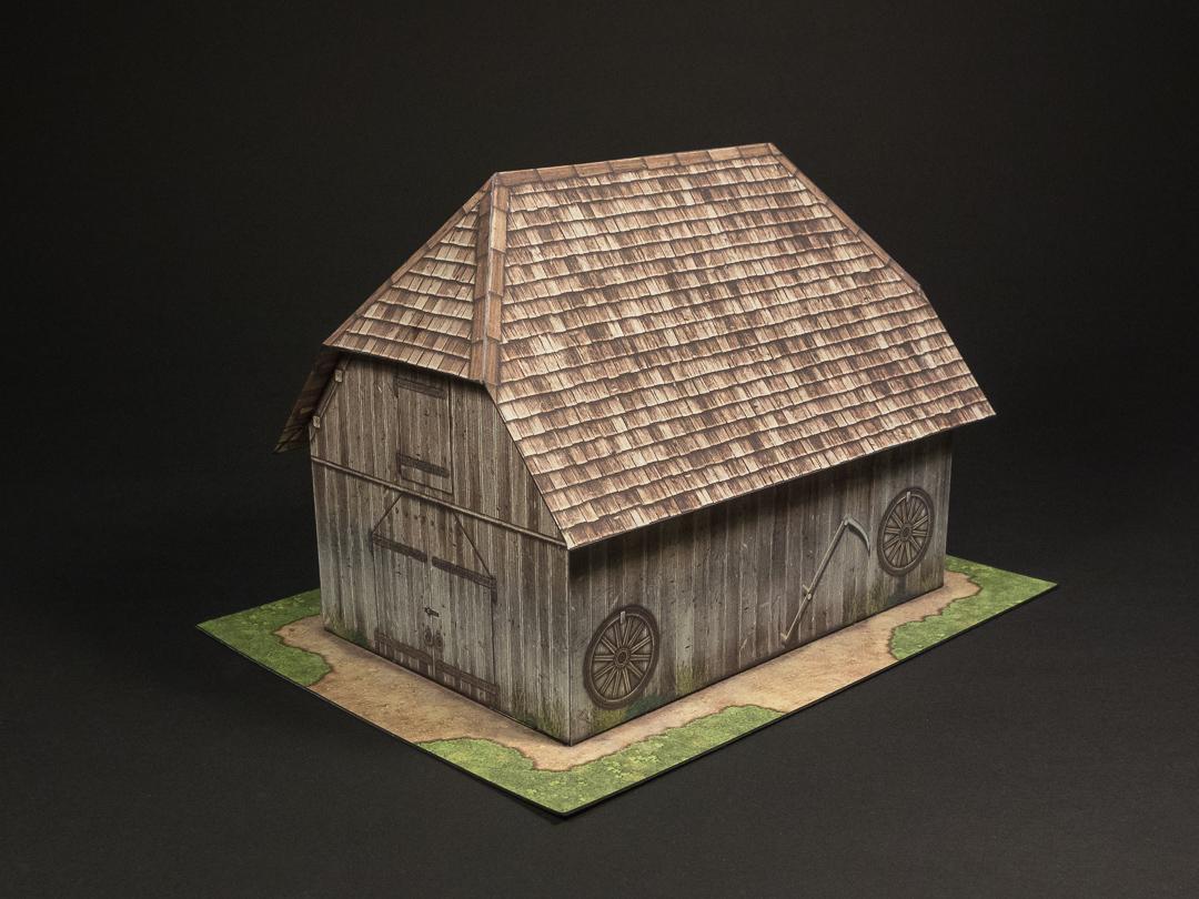 Barn building with ground tile